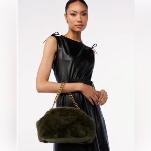 Luxurious Olive Faux Fur Shoulder Bag * Does not come with gold chain*